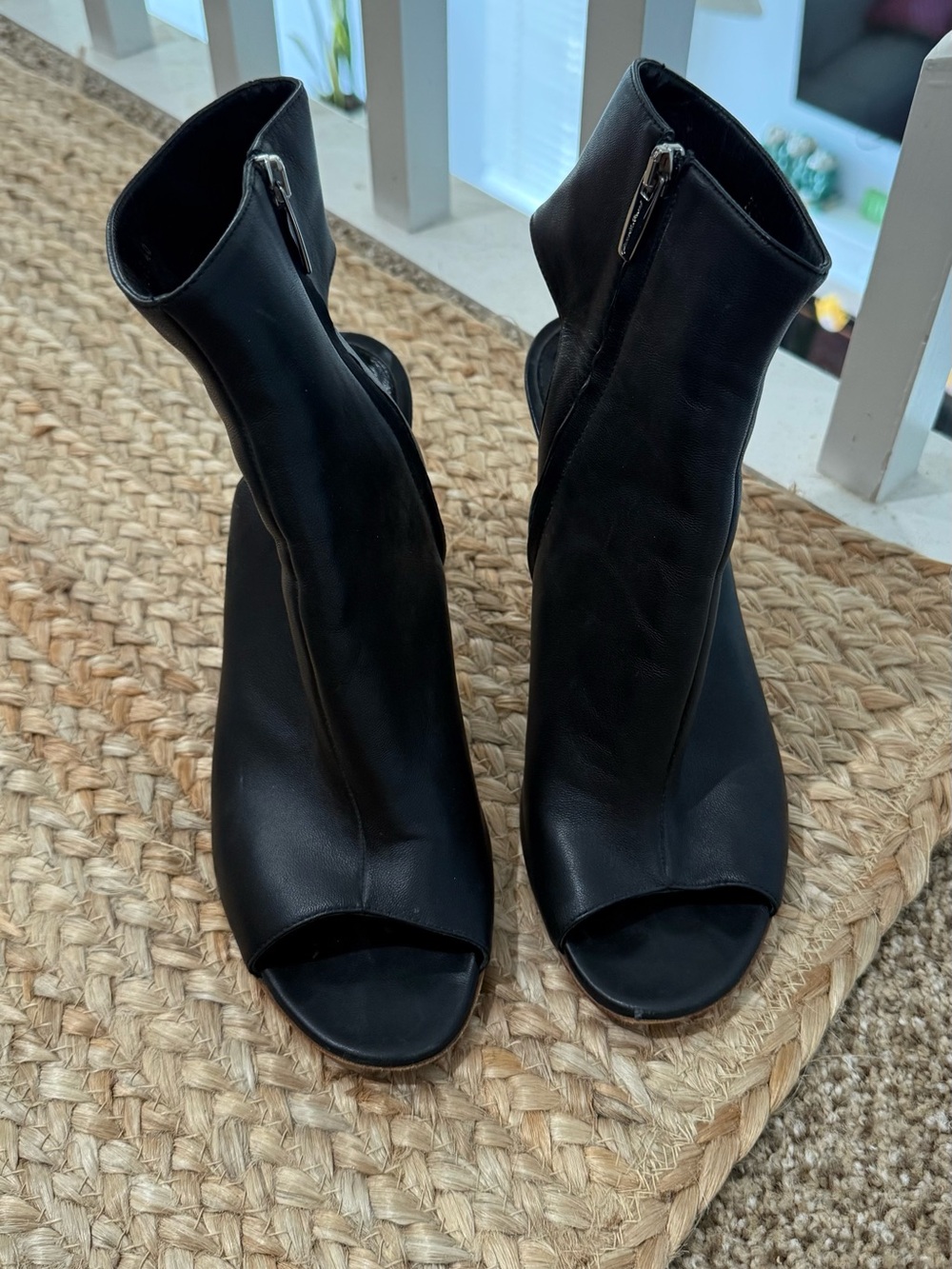 Gianvito Rossi Black Open-Toe Ankle Heels